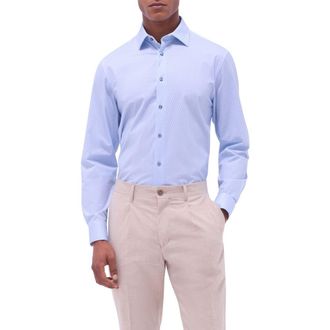 Bugatchi James OoohCotton Geo Print Button-Up Shirt in Air Blue at Nordstrom, Size Xxx-Large