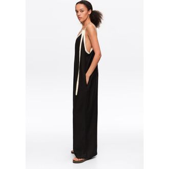 Bimba & Lola Straight Jumpsuit With Contrasting Straps in Black at Nordstrom, Size Xx-Small Eu