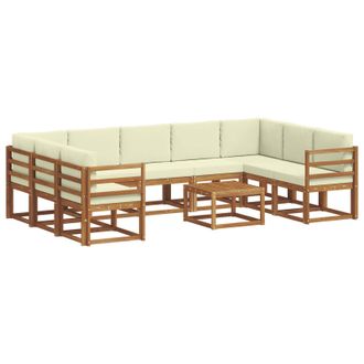 vidaXL Conjunto De Sof&aacute;s De Exterior Con Coj&iacute;n 10 Pcs Natural Y Crema Vidaxl