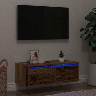 vidaXL Mobile Porta tv con Luci led Legno Antico 75x35,5x25 cm - Vidaxl