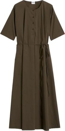 Aspesi Stretch Nylon Katoen Poplin Jurk - Dames - Casual kleedjes - Groen - M - Katoen - Kleedjes