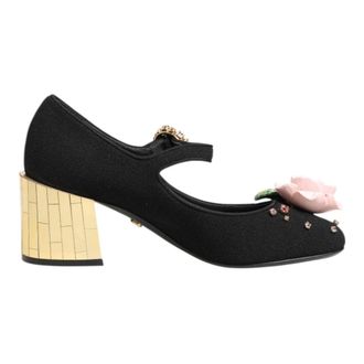 Dolce & Gabbana Pumps, female, Black, 3 UK, Black Crystal Embellished Mary Jane Shoes