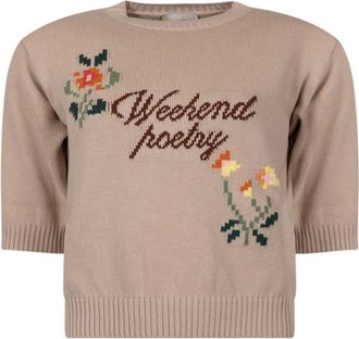 Max Mara Truien & Vesten, Dames, Beige, M, Trui met ronde hals
