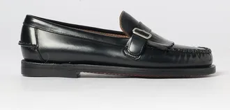 Sebago Brushed Leather Monk Strap Shoes with Fringe and Raised Apron Toe