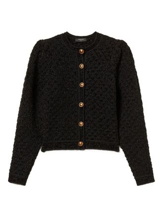 Twin-Set puff-sleeve jacquard cardigan - Black