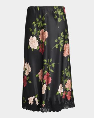 Johnny Was Eloriya Bias-Cut Floral Midi Skirt