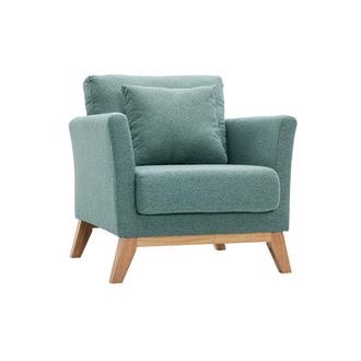 Miliboo Miliboo - Sill&oacute;n N&oacute;rdico De Tela Verde Gris&aacute;ceo Y Madera Clara Oslo