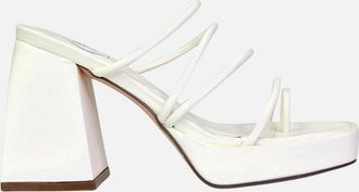 XY London Womens XY London Womens/Ladies Colt Strappy Square Toe High Block Heel Mule Sandals - White - Size: 8