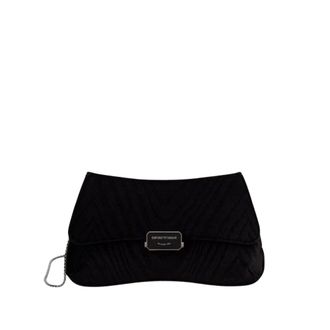 Emporio Armani Gewatteerde Clutch met Logo - Dames - Tassen - Zwart - Maat: ONE Size Poliester