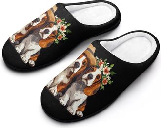Generic Basset Hounds Womens Slippers Warm House Slippers Indoor House Shoes with Anti-Skid Rubber Sole