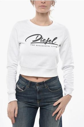 Diesel Crew Neck Cropped Sweatshirt F-SLIMMY With Contrasting Logo size Xxs