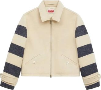 Kenzo Stripes Blouson - Heren - Jassen - Beige - Maat: M Wol