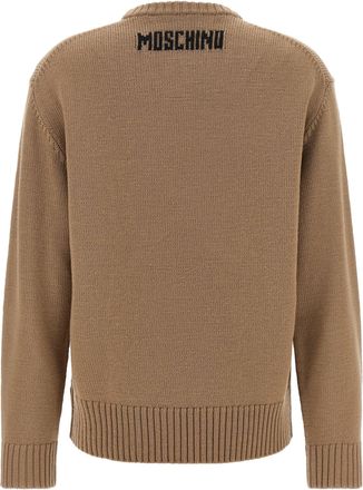 Moschino Merino Wool Intarsia Knit Sweater - Beige