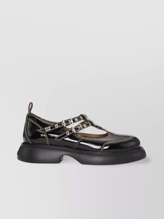 Ganni synthetic leather mary jane loafers