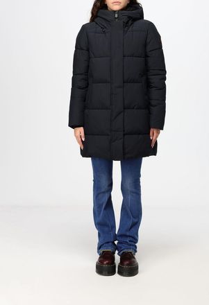 Save The Duck Knee-Length Quilted Puffer Jacket with Hood and High Neck