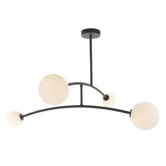 Netlighting ROVIGO Dimmable Indoor Stylish 4 Light Semi Flush Glass Ceiling Lamp in Black