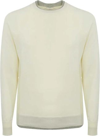 Eleventy Trui met Ronde Hals van Wol - Heren - Ronde hals truien - Geel - L - Wol - Truien & Vesten