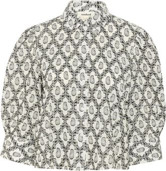 Soaked In Luxury Overhemden, Dames, Beige, 2Xl, Katoen, Creme Katoen Jacquard Shirt 3/4 Mouw