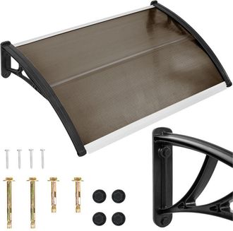 OEM Marquesina Sobre Puerta De Entrada, Ventana, Balc&oacute;n, Techo De Policarbonato, 150x80 Marr&oacute;n