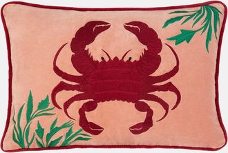 Les-Ottomans Cuscino Crab in velluto con ricamo
