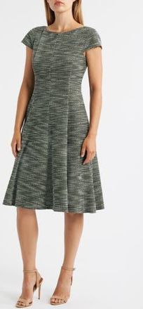Eliza J Cap Sleeve Fit & Flare Dress in Olive at Nordstrom Rack, Size 16