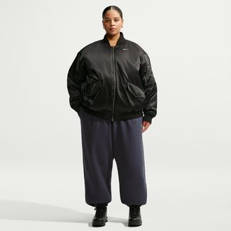 Nike Womens Studio Fleece Medium Weight Oversized High-Rise Cuffed Pants (Plus Size) in Grey | IW4767-013