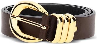 Federica Tosi Bruin leren riem met goudkleurige gesp - Dames - Riemen - Bruin - Xs/S - Accessoires