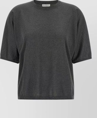 Brunello Cucinelli cashmere silk sparkling short-sleeve crew-neck sweater