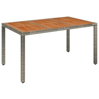 vidaXL Vidaxl - Mesa De Jard&iacute;n Superficie De Madera Rat&aacute;n Pe Gris 150x90x75 Cm