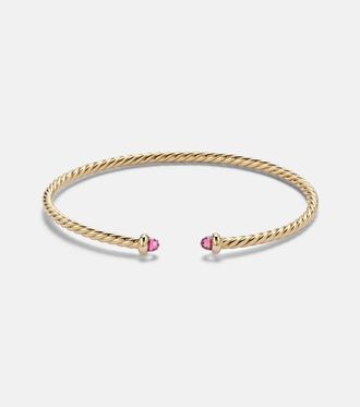 David Yurman Pulsera Cablespira Flex Micro de oro de 18 ct con turmalina