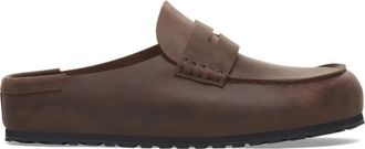 Birkenstock Flipflops Slippers - Heren - Slip ons - Bruin - 44 EU - Leer - Schoenen
