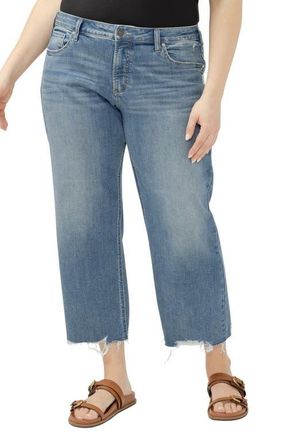 Silver Jeans Co Chelsea Frayed Boyfriend Jeans in Kickin It at Nordstrom, Size 16W X 27