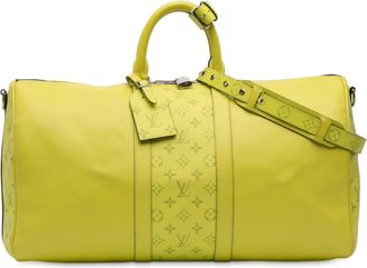 Louis Vuitton Pre-owned Womens Taigarama Keepall Bandouliere 50 - Lime Green Leather - One Size
