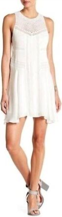 A.L.C. Silk Eggshell Crochet Neckline Pleated Dress In White