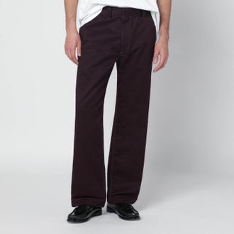 Needles Burgundy Cotton Blend Trousers