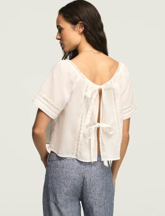 Lucky Brand Womens Lace Tie Back Top