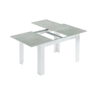 Dmora Tavolo Allungabile, Consolle Estensibile Per Sala Da Pranzo, Tavolo Apribile Da Cucina Con Prolunga, Cm 140/190x90h78, Cemento E Bianco