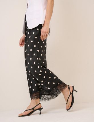 Nobody's Child Black Polka Dot Lace Trim Mila Midi Skirt