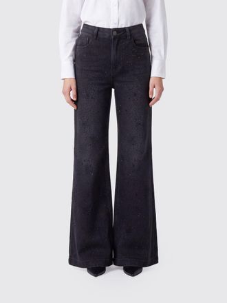 Liu Jo Jeans a zampa a vita media in denim con applicazione di strass