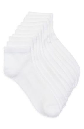Nordstrom Rack 5-Pack Pillow Sole Ribbed Quarter Socks in White at Nordstrom Rack, Size 9/11