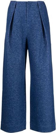 Ader Error pleat-detail straight-leg trousers - women - Wool/Polyester - M - Blue