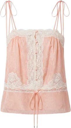 Chlo&eacute; Zijden Top met Kantafwerking - Dames - Tops zonder mouwen - Roze - XS - Tops