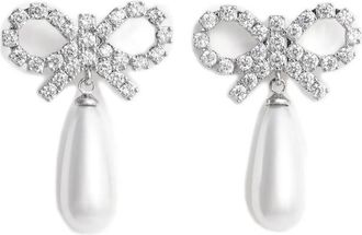 Self Portrait Bow Pearl-embellishment Earrings