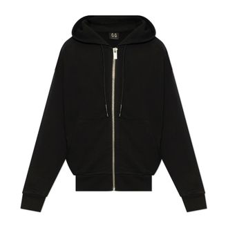 44 Label Group Zip-throughs, male, Black, Size: XL Back Logo Printed Cotton Zip-Up Hoodie