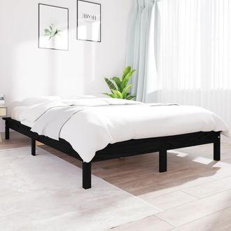 vidaXL Estructura De Cama De Madera Maciza De Pino Negro 140x190 Cm Vidaxl