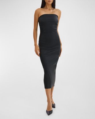 LaMarque Hailey Fitted Stretch Leather Midi Dress