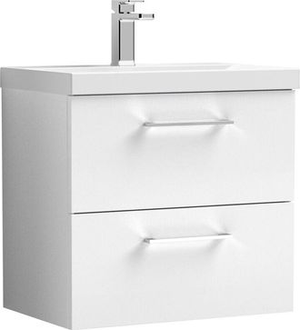 Nuie Nuie - Arno Wall Hung 2-Drawer Vanity Unit with Basin-3 600mm Wide - Gloss White