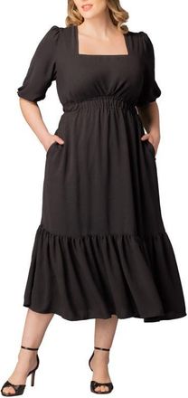 Kiyonna Bailey Square Neck Maxi Dress in Black Noir at Nordstrom, Size 2X