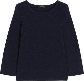 Max Mara Katoenen Boothals Raglanmouw Trui - Dames - Ronde hals truien - Blauw - L - Katoen - Truien & Vesten