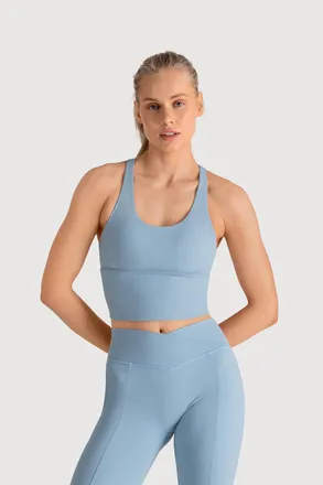 Bloch Ladies Apex Longline Bra Top, Celestial Blue